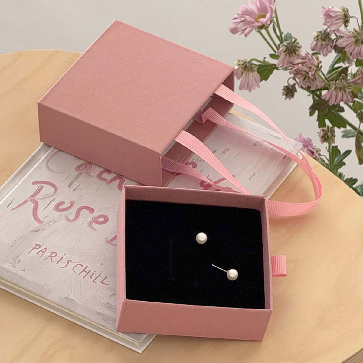 Custom Drawer Jewelry Gift Box with Ribbon Handle MOQ 50pcs | Jewelry Boxes