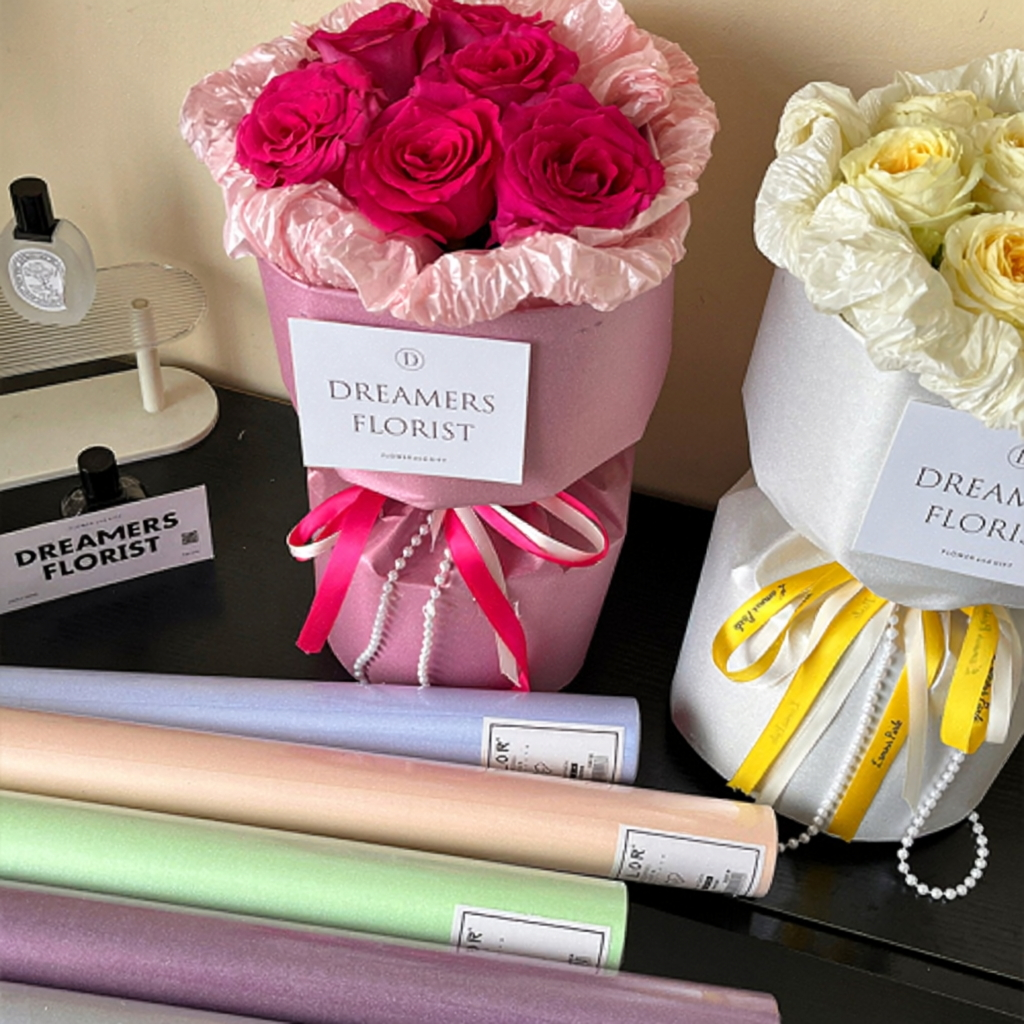 49cm*5m 150 Micron Waterproof Pearlescent Plastic Film Florist Wrapping Roll Color Mixed | P.ZZD | MOQ 10 Rolls | Laribbon Custom - Laribbons Custom