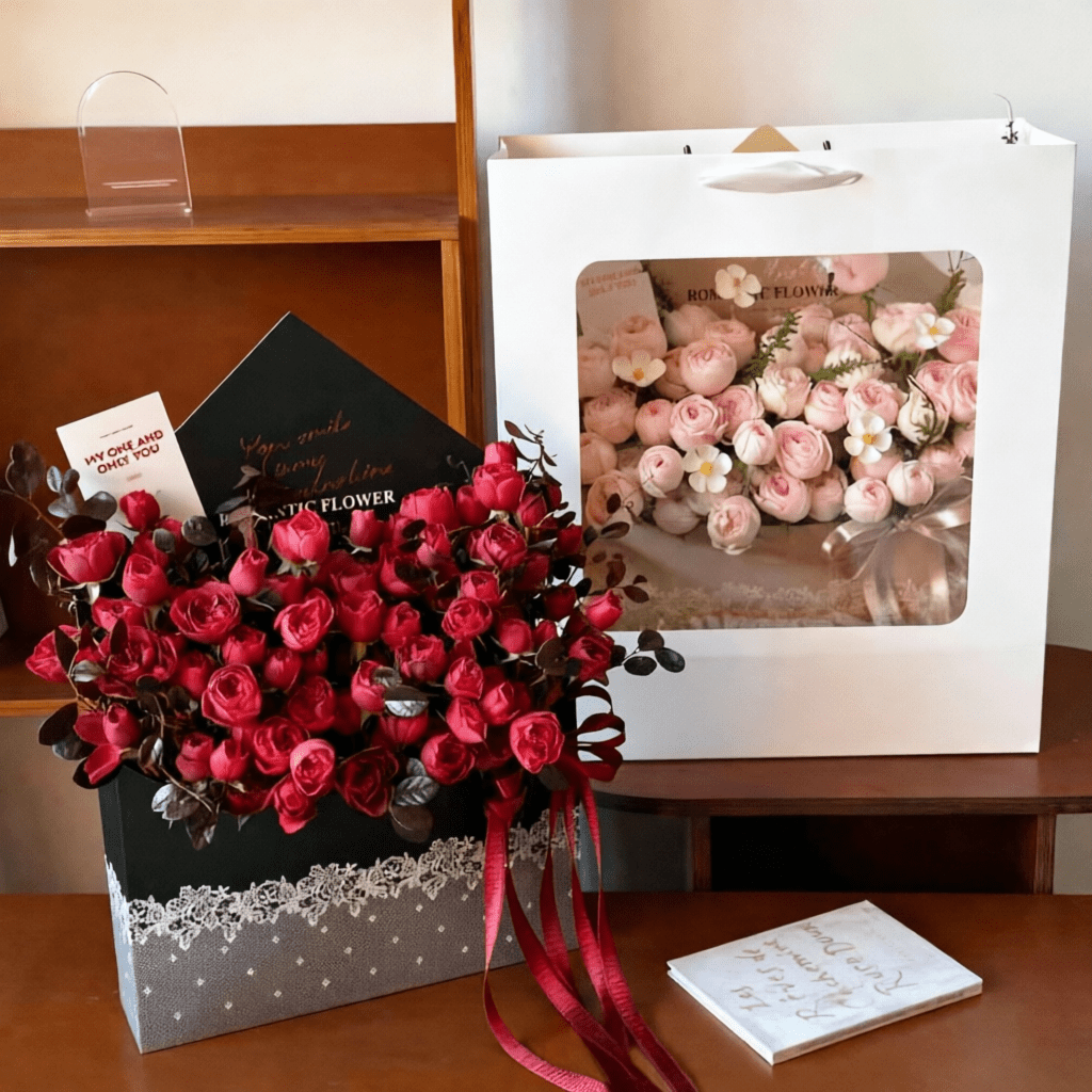 35x8x51cm Envelope - Style Flower Gift Box with Lace Print | BX - LMLX | Laribbons Custom - laribbons
