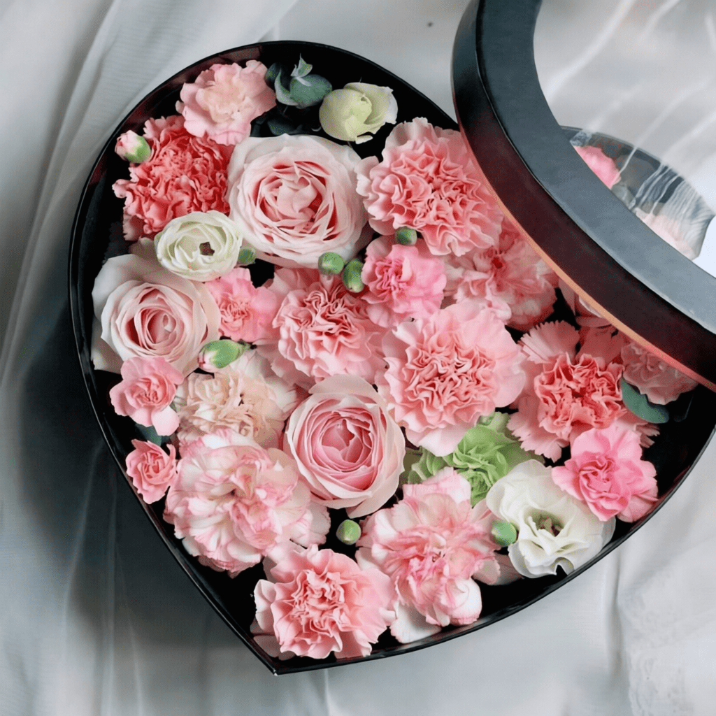 Heart - Shaped Flower Gift Box with Clear Window | BX - FSSJDTX | Laribbons Custom - laribbons