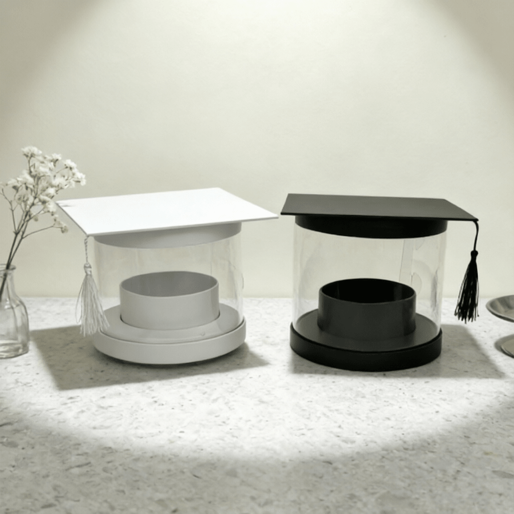 Graduation Cap Clear Flower Bucket Box | B.BSMTMCHYT | Laribbons Custom - laribbons