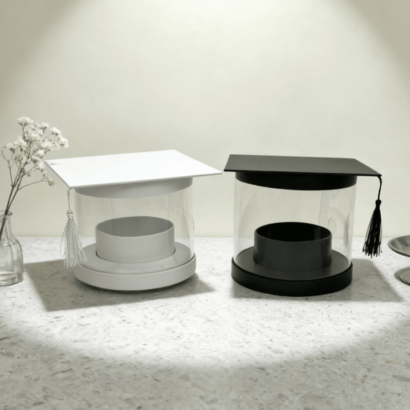 Graduation Cap Clear Flower Bucket Box | B.BSMTMCHYT | Laribbons Custom - laribbons