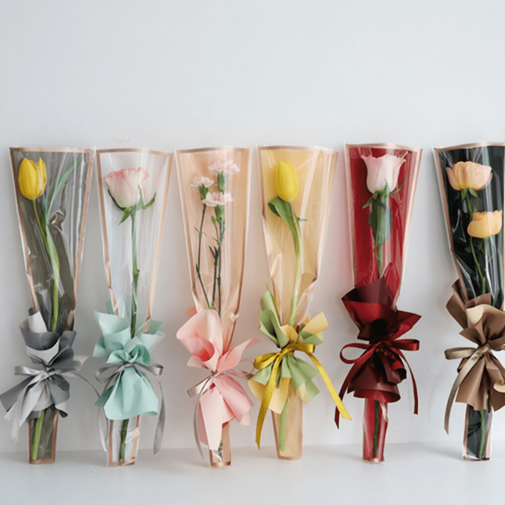 Gold - Trimmed OPP Single Flower Sleeves | JKJB.DZD | Laribbons Custom - laribbons