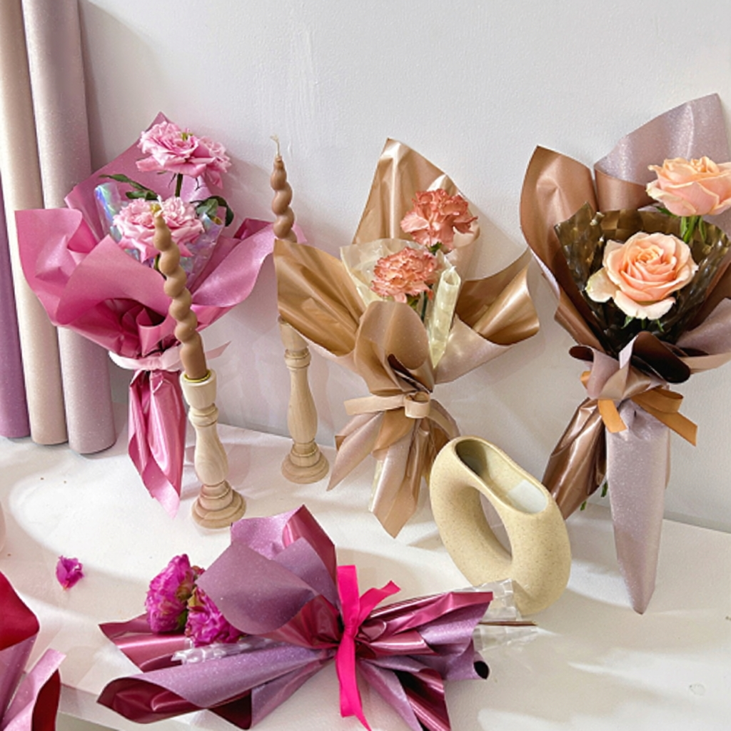 49cm*5m 150 Micron Waterproof Pearlescent Plastic Film Florist Wrapping Roll Color Mixed | P.ZZD | MOQ 10 Rolls | Laribbon Custom - Laribbons Custom