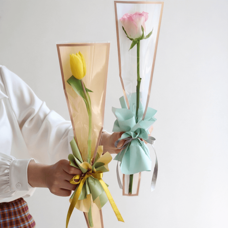 Gold - Trimmed OPP Single Flower Sleeves | JKJB.DZD | Laribbons Custom - laribbons