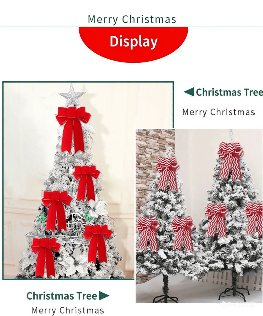 Christmas Burlap Bow Ornaments, Pre-Tied Plaid Holiday Bow for Christmas Tree Wreath Gift Wrapping, Assorted Styles, MOQ 5 Packs (2 pcs per pack), Mixable - Laribbons Custom