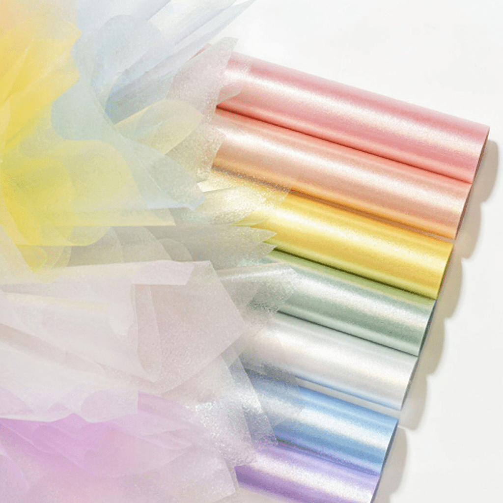 57cm*7Y 120 Micron Glitter Semi-transparent Florist Wrapping Film Roll Color Mixed | P.SBB | MOQ 10 Rolls | Laribbon Custom - Laribbons Custom