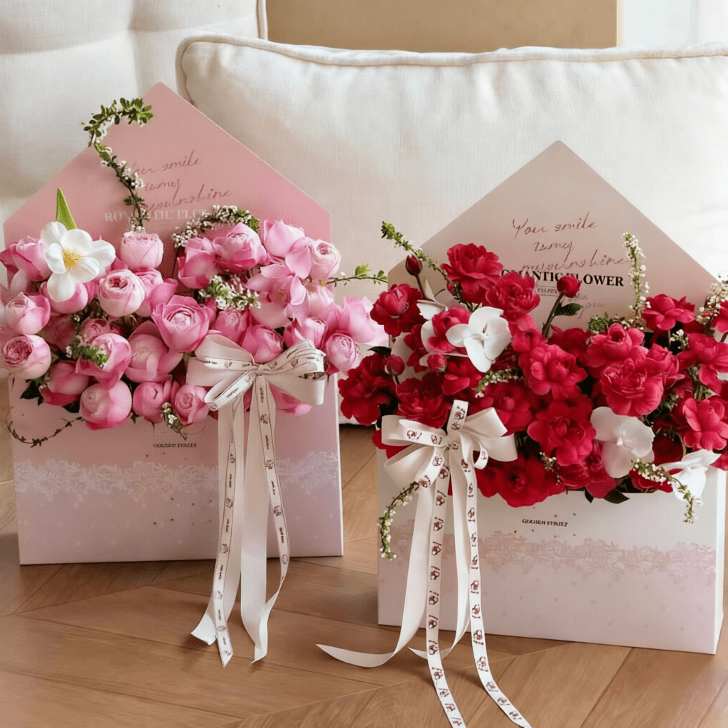 35x8x51cm Envelope - Style Flower Gift Box with Lace Print | BX - LMLX | Laribbons Custom - laribbons