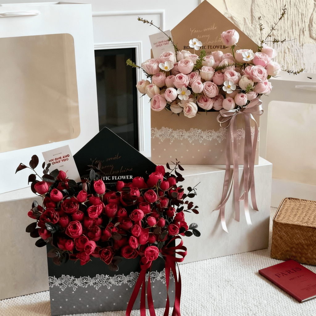 35x8x51cm Envelope - Style Flower Gift Box with Lace Print | BX - LMLX | Laribbons Custom - laribbons