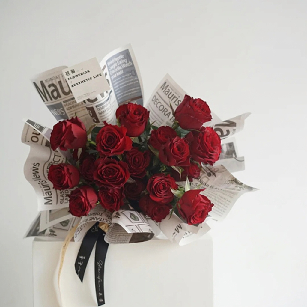 60cm*10Y Retro Newspaper Print Florist Wrapping Paper Roll Color Mixed | P.FGYWB-003 | MOQ 10 Rolls  | Laribbon Custom