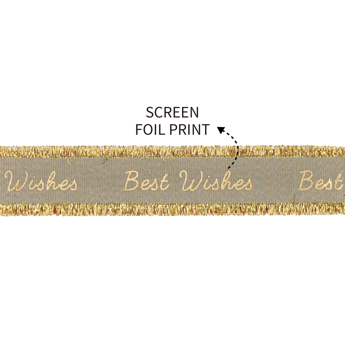 100 Yards Custom Logo Grosgrain Ribbon Roll - Gold Frayed Edges - laribbons Custom Shop