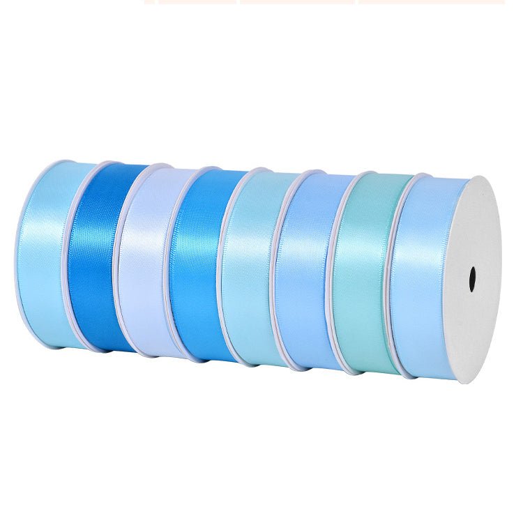 Wholesale Double Faced Satin Ribbon – Light Blue Color Series – 3/8", 5/8", 7/8", 1.5" Wide – 100 Yards Per Roll – Bulk 500 Yards Minimum | Laribbons Custom - laribbons Custom Shop