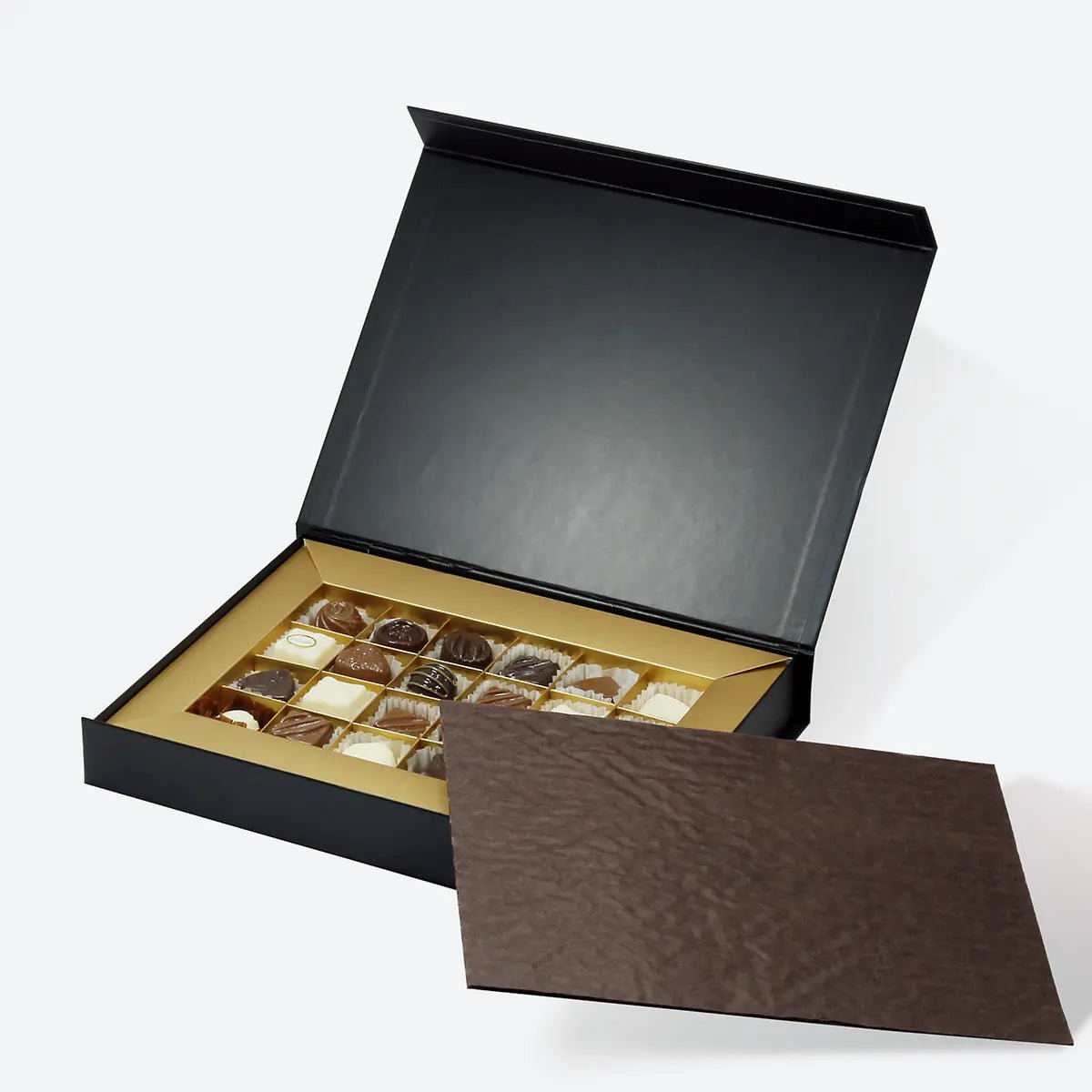24 - Piece/Cavity Medium Shallow Rigid Empty Chocolate Confectionery Packaging Box - laribbons Custom Shop