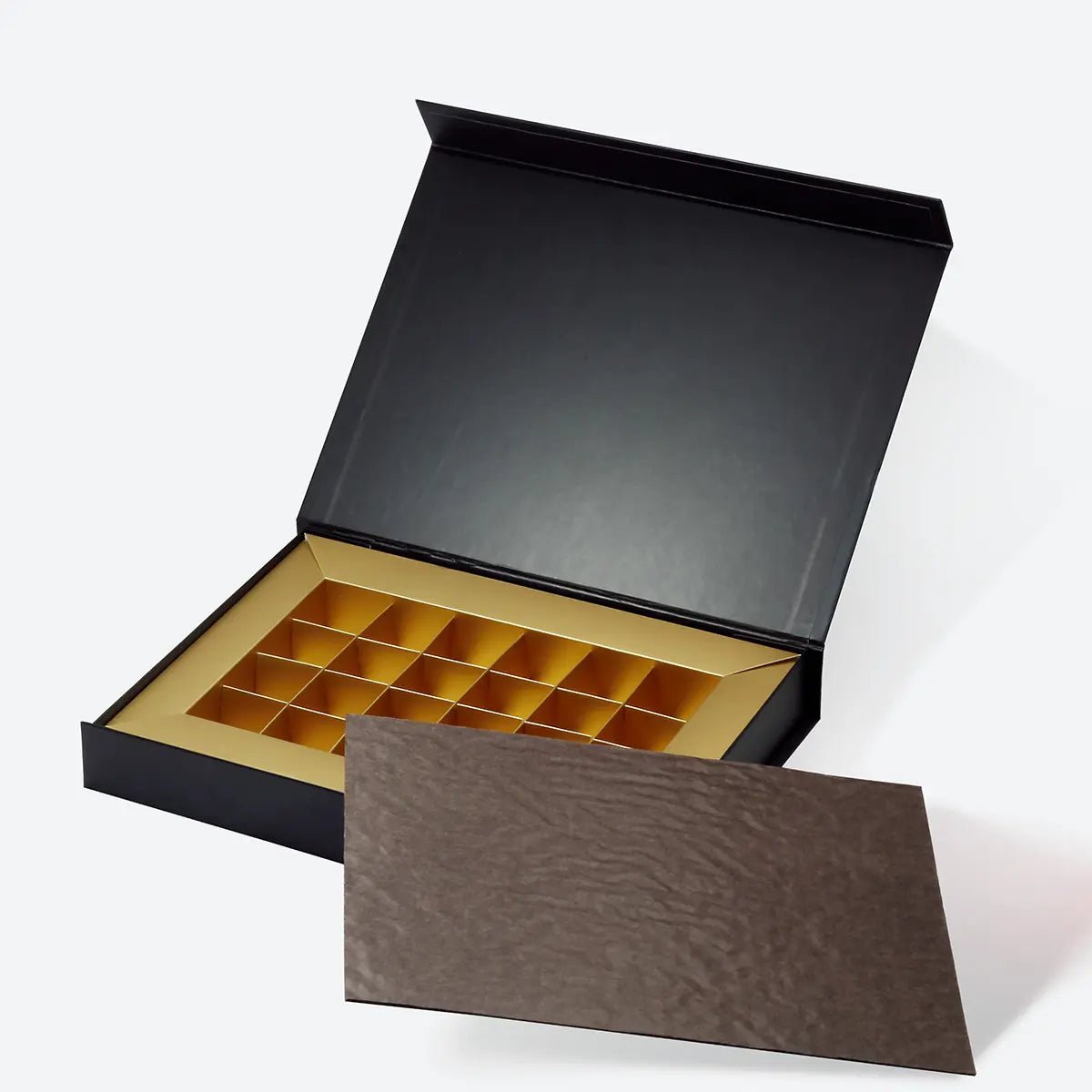 24 - Piece/Cavity Medium Shallow Rigid Empty Chocolate Confectionery Packaging Box - laribbons Custom Shop