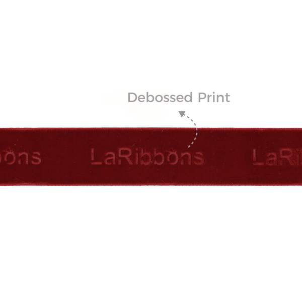 Custom Velvet Ribbon with Debossed Logo – Multiple Widths & Colors | Laribbons Custom - laribbons Custom Shop