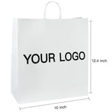 Custom White Shopping Bags Kraft Paper Gift Bags - 100PCs - laribbons Custom Shop
