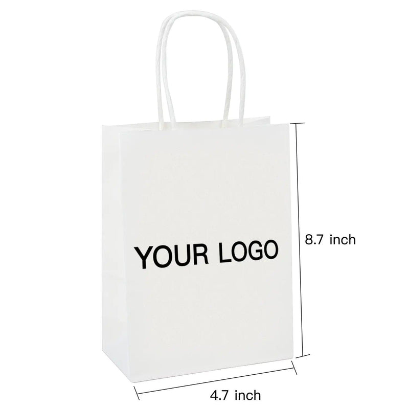 Bolsas de compras blancas personalizadas Bolsas de regalo de papel Kraft-100 piezas