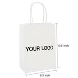 Custom White Shopping Bags Kraft Paper Gift Bags - 100PCs - laribbons Custom Shop