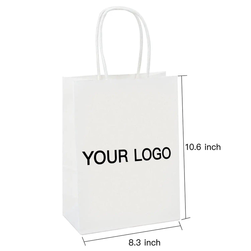 Bolsas de compras blancas personalizadas Bolsas de regalo de papel Kraft-100 piezas
