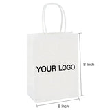 Custom White Shopping Bags Kraft Paper Gift Bags - 100PCs - laribbons Custom Shop