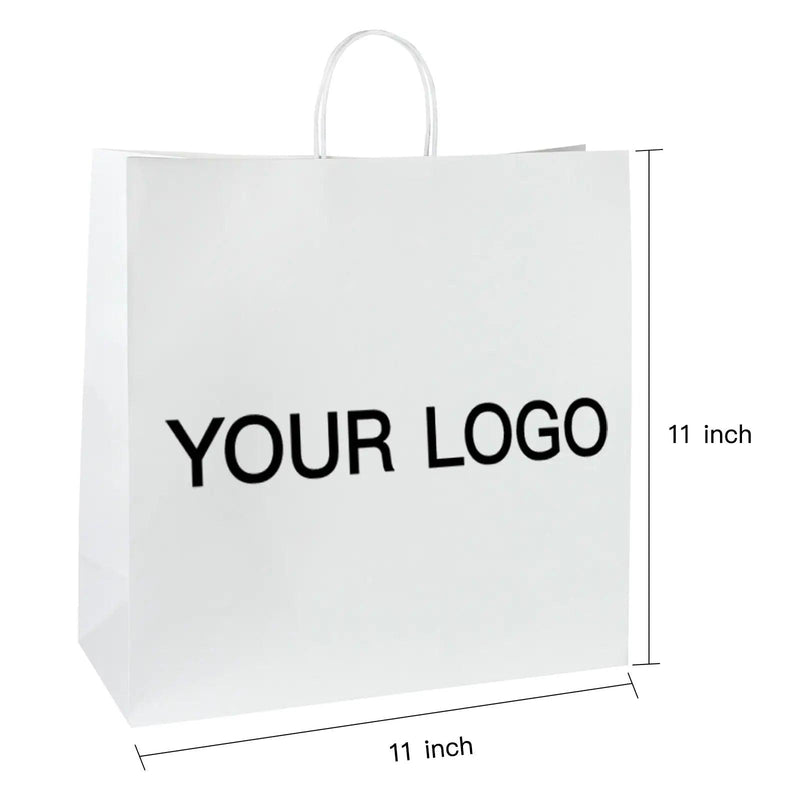 Bolsas de compras blancas personalizadas Bolsas de regalo de papel Kraft-100 piezas