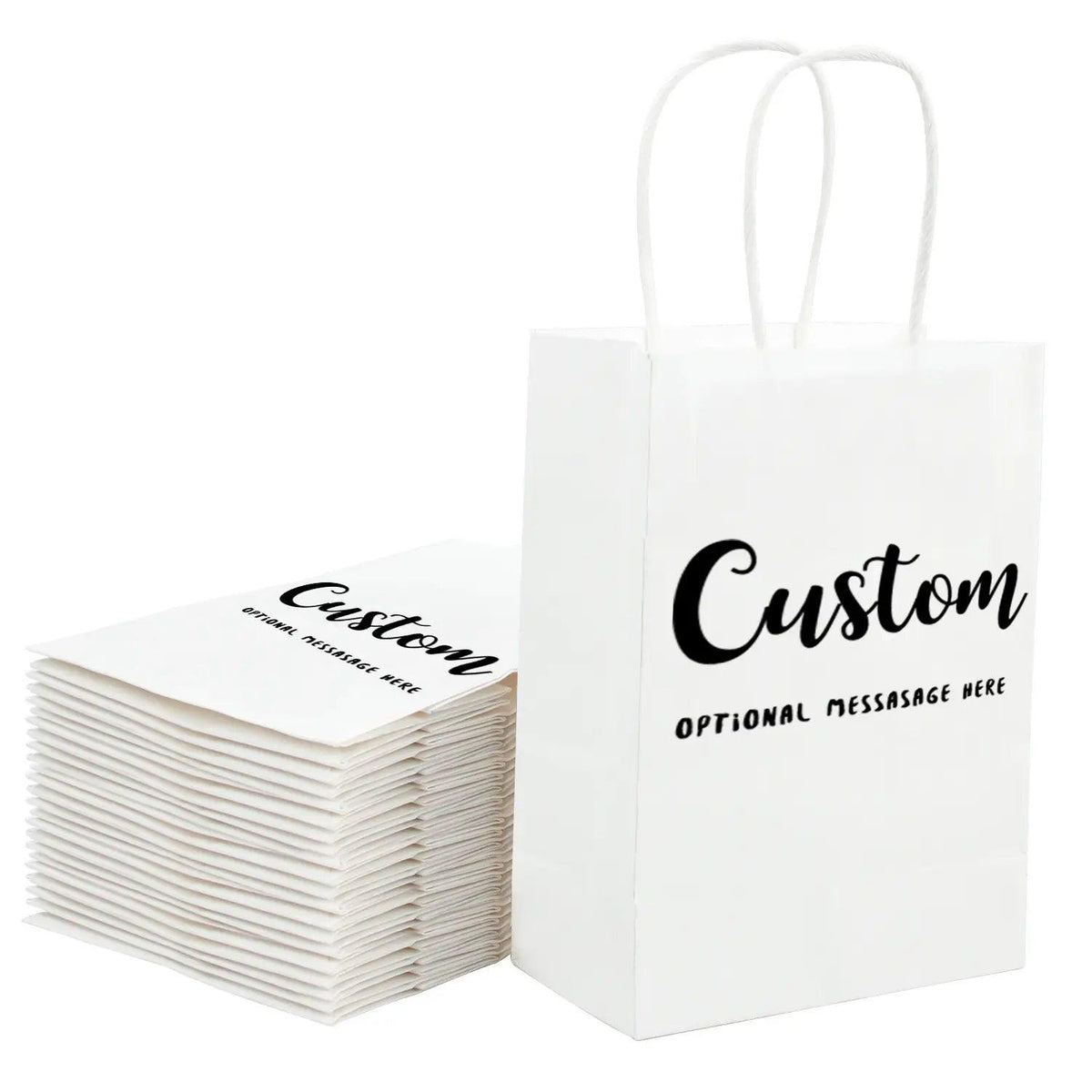 Custom White Shopping Bags Kraft Paper Gift Bags - 100PCs - laribbons Custom Shop
